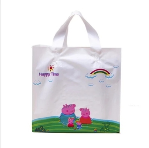 Custom Reusable Eco Friendly HDPE/LDPE Carry Bag with <strong>Soft</strong> <strong>Loop</strong> <strong>Handle</strong> THANK YOU BAG for Shopping - Product Image 1