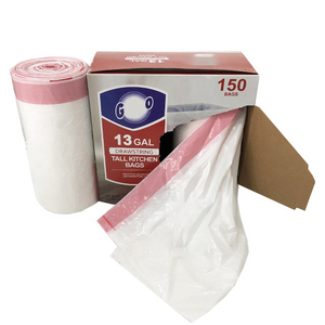 Bolsas de basura de cocina con cordón biodegradable LDPE HDPE respetuoso con el medio ambiente personalizado en rollo con corbata - Product Image 1
