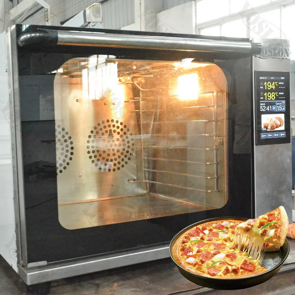 YOSLON Vigevr marca 110V 220V precio comercial 4 bandejas convección panadería Pizza pan perspectiva eléctrica Horno de convección