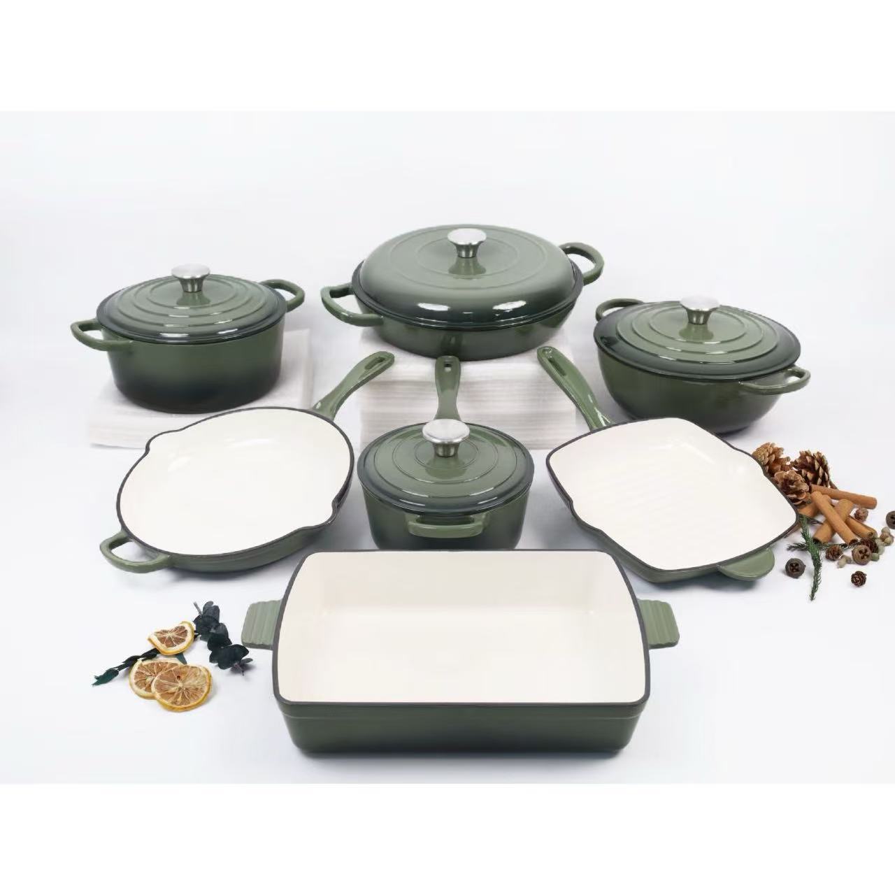 Olive green - seven-piece set