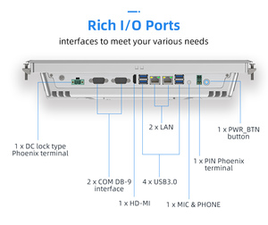 オールインワンコンピューターマルチタッチパネルPC産業用パネルPCファンレス2 LAN HD-MI GPIO防水産業用コンピューターPC - Product Image 5