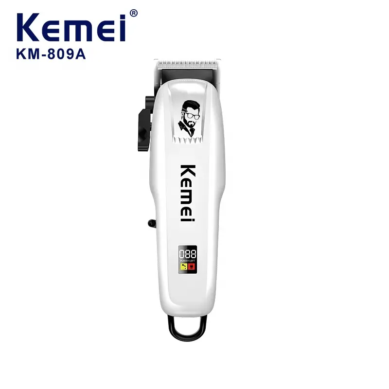 Kemei Km-Pg809a aparador de cabelo elétrico recarregável, ajustável, máquina profissional de cortar cabelo