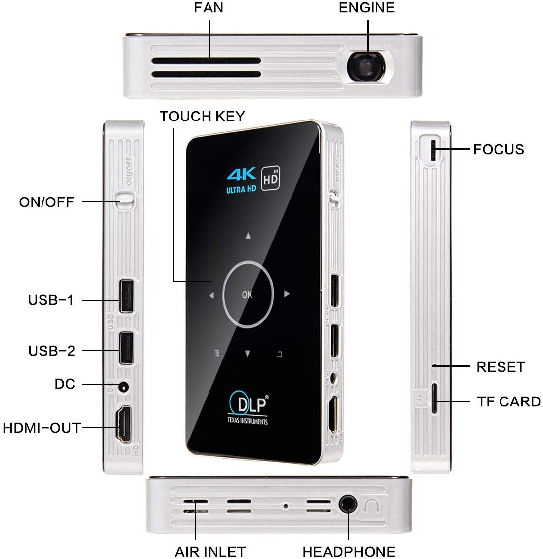 WIFI Android  mini portable smart pocket video DLP home projector