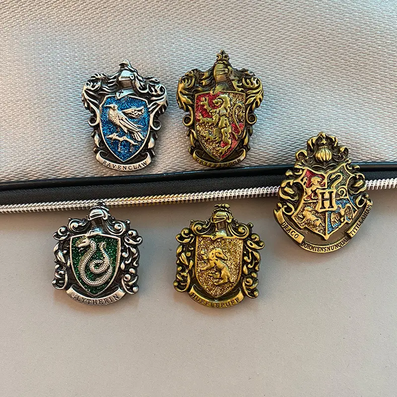 Draco Malfoy Family Heraldry Brooch Pins Four College Lapel Badge Pins For Classic Movie Fans Christmas GiFts