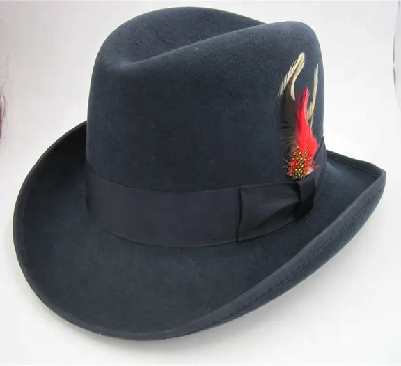 Sombreros de lana de fieltro hoburg con plumas, 2013, Vintage, 100%
