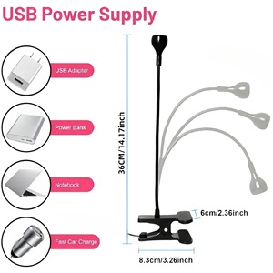 Portable 3W 395nm <strong>UV</strong> Nail <strong>Lamp</strong> 5V USB Input with 4 Level Options 4V Mini LED Black Light for Home Use Curing <strong>UV</strong> <strong>Lamp</strong> with Clip - Product Image 2