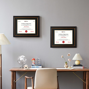 Wall Mount Modern Black Over Gold Double Mat Photo Document <strong>Frame</strong> 11&quot; <strong>X</strong> <strong>14</strong>&quot; Graduation Diploma Certificate Holder Wall <strong>Frame</strong> - Product Image 5