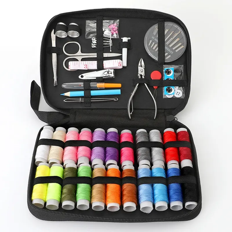 Kits de costura profesional para adultos, Kit de reparación de máquina de coser con herramientas de uñas, color negro, personalizado