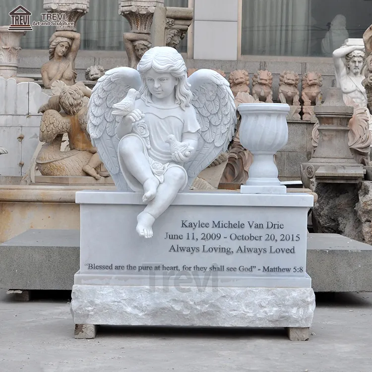 Adornos de mármol y granito de lujo para bebés, láseres de Ángel sentado, a buen precio