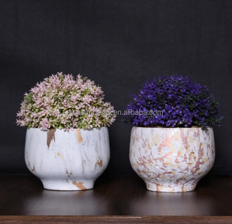 Vaso de cerâmica para plantas, vaso de cacto de tamanho personalizado para escritório e casa, em mármore dourado vazio, novidade em oferta
