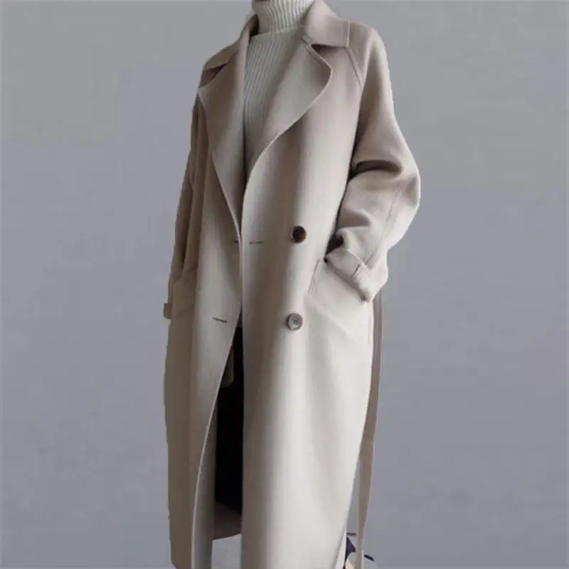 Großhandel Custom Warm Wool Solid Jacket Lose lange Winter mäntel für Damen Damen