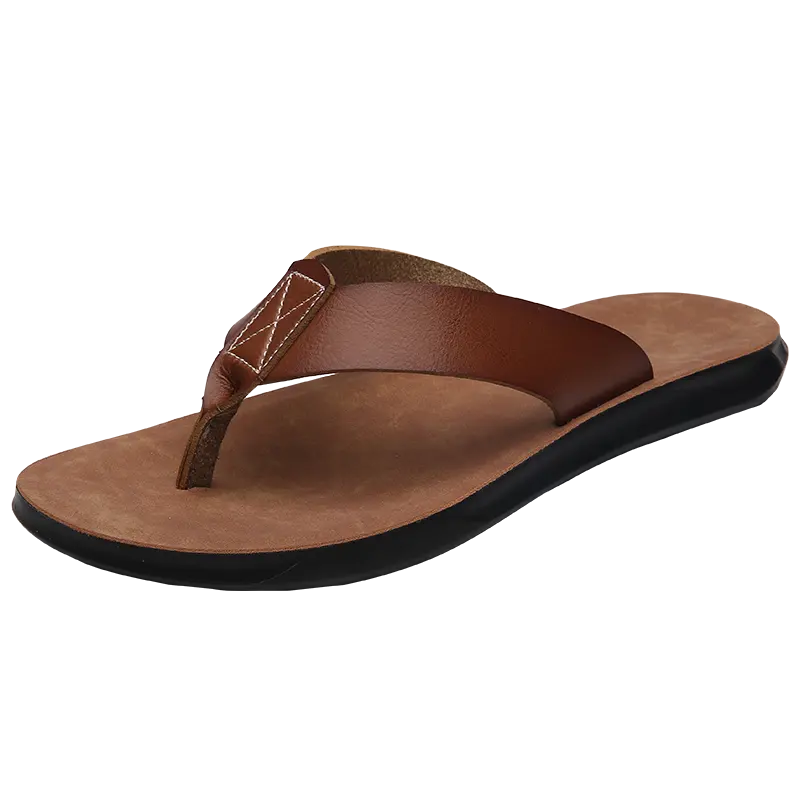 Sandal kulit flip flop pria musim panas desain baru