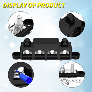<strong>250A</strong> Terminal Block Power Distribution <strong>Busbar</strong> 4X 3/8&quot; Post(M10) 3X #8 Screw Terminal Block Connector - Product Image 5