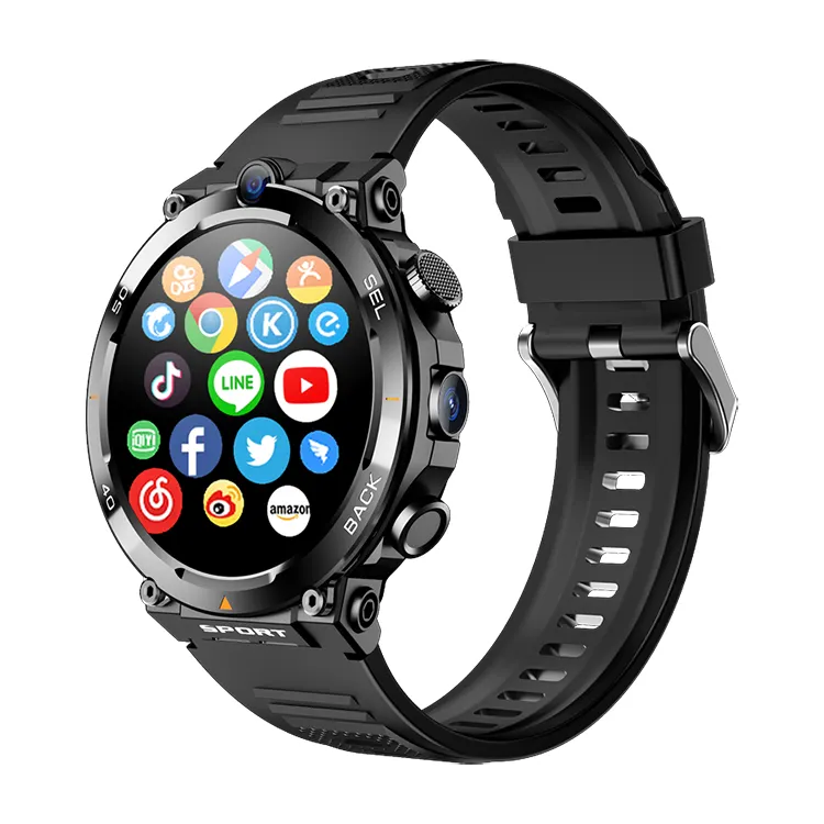 Jam tangan pintar Android UI, kartu Sim 4G IPX7 terbaru 2024 dengan baterai 900mAh, GPS WiFi, NFC, kamera ganda, Video, panggilan BT H10