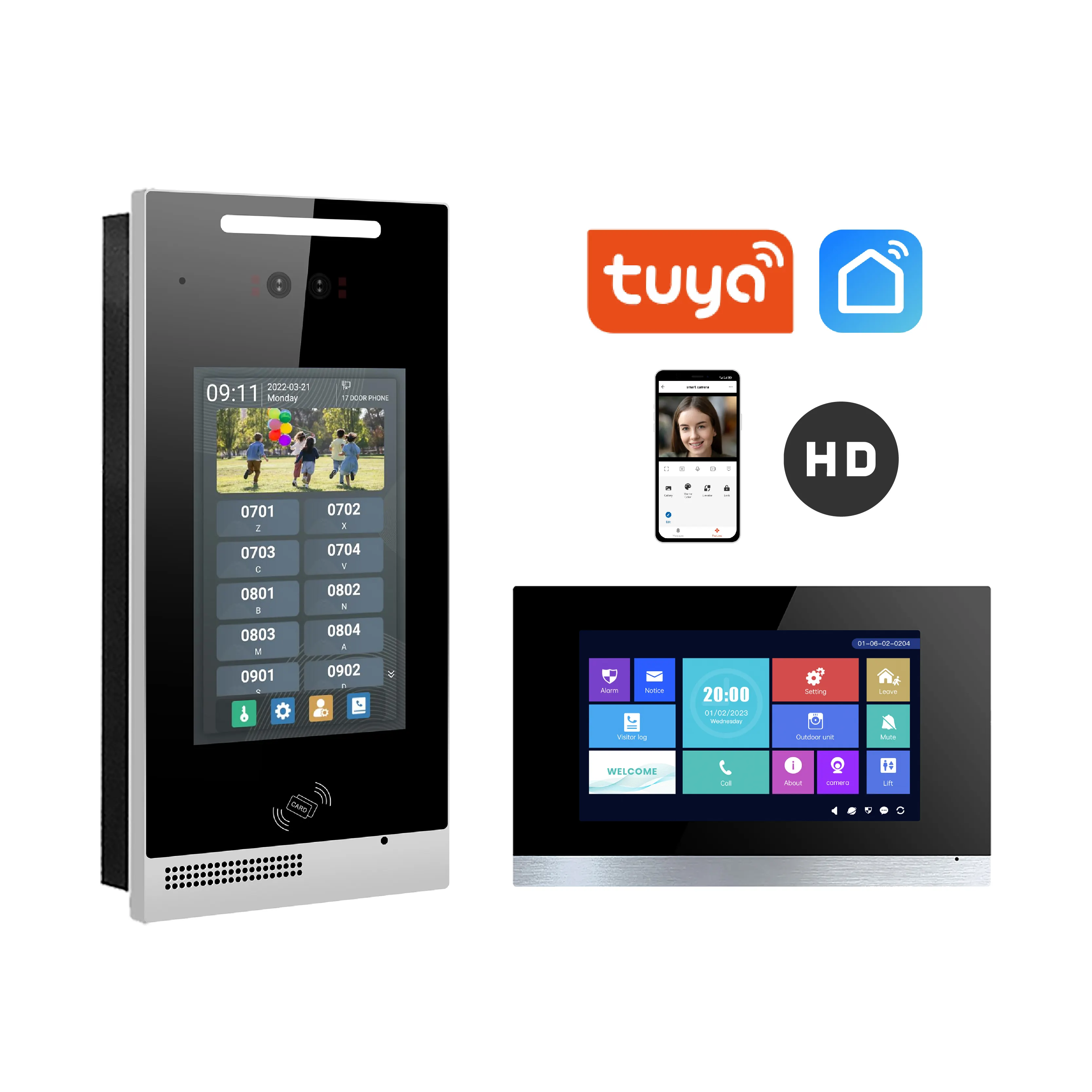 Android 8 Inch Touchscreen Tuya Ip Intercom Video Deur Telefoon Appartement Bedraad Video Intercom Systeem