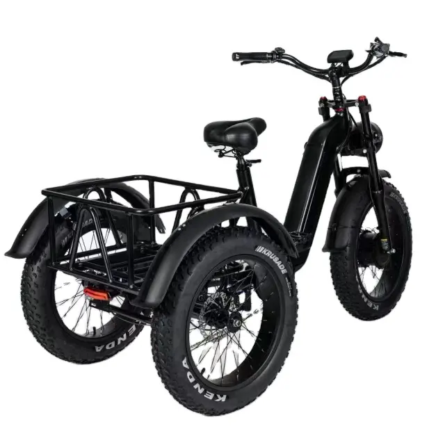 תלת אופן חשמלי 750W מנוע שומן צמיג 3 גלגל E אופניים תלת אופן שלושה גלגלים למבוגרים מטען חשמלי אופני עם סל