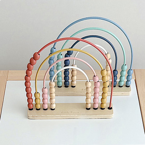 木制彩色蒙特梭利婴儿学习工具珠子数学算盘儿童教育数学 - Product Image 2