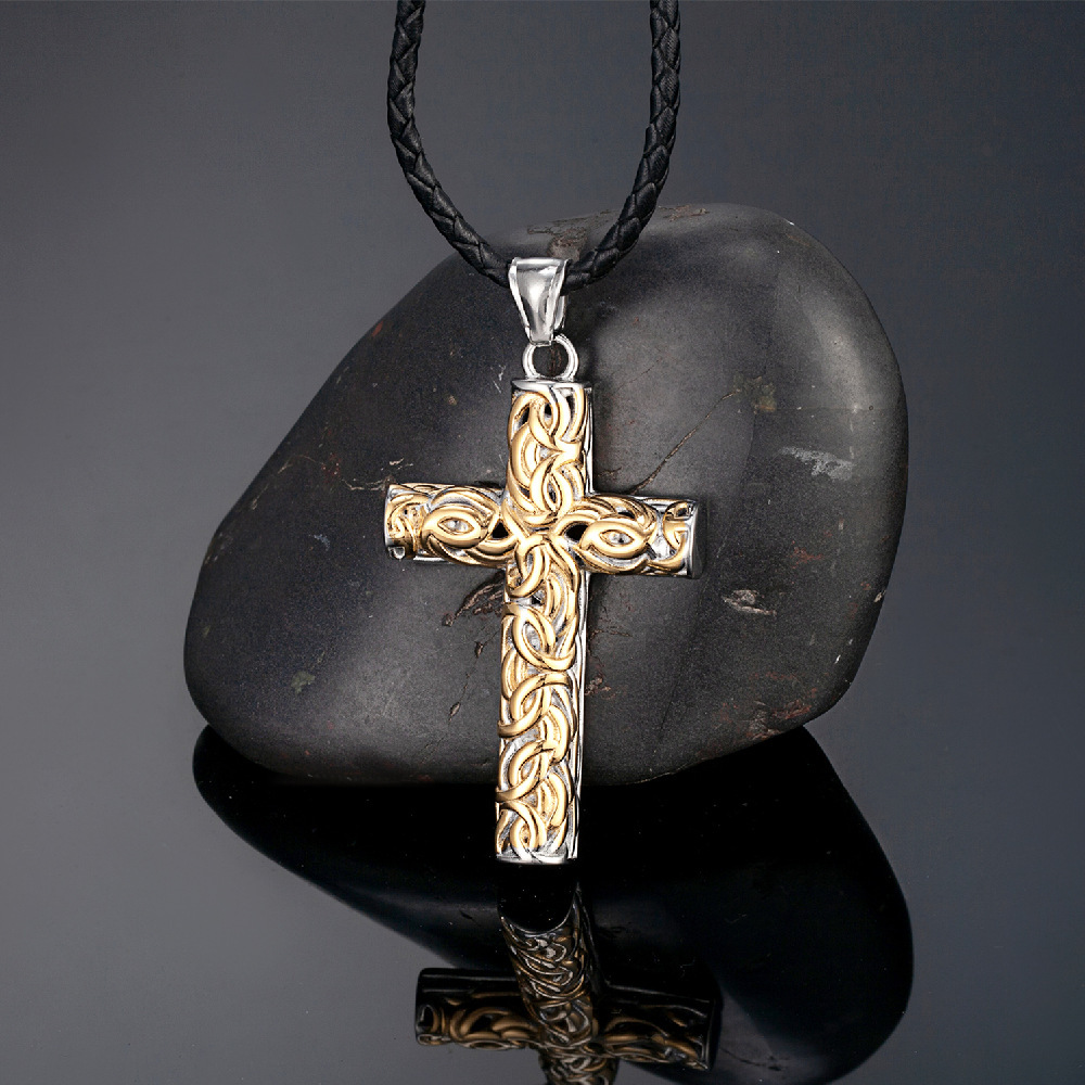 Two-tone genuine leather necklace