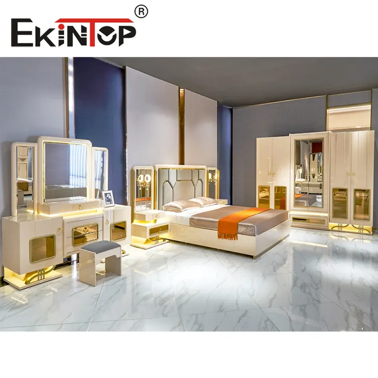 Ekintop luxury antique bedroom furniture set queen bed italian mirrored bedroom sets