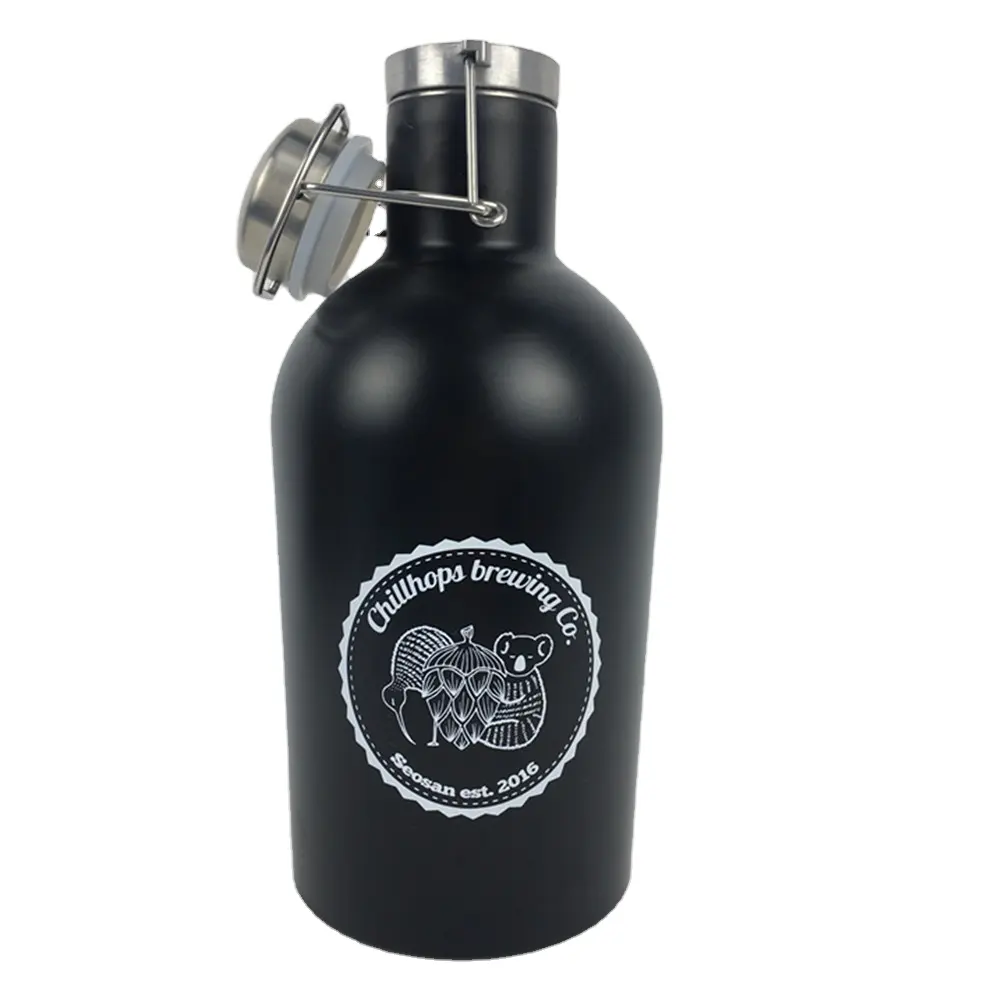 Produits de premier rang de haute qualité 1.5l 2L imprimé enduit double couche isolation growler pour bar