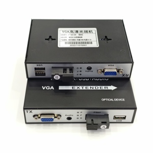 千兆VGA光纤收发器扩展器20公里VGA光纤转换器，带USB KVM音频 - Product Image 1