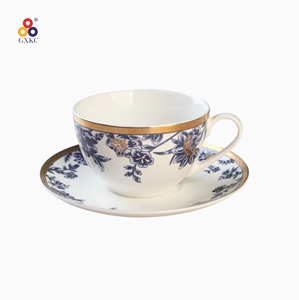 折扣GXKC黄色纯色优质豪华风格金色蓝色线条图案陶瓷瓷器茶具及家居酱料 - Product Image 1