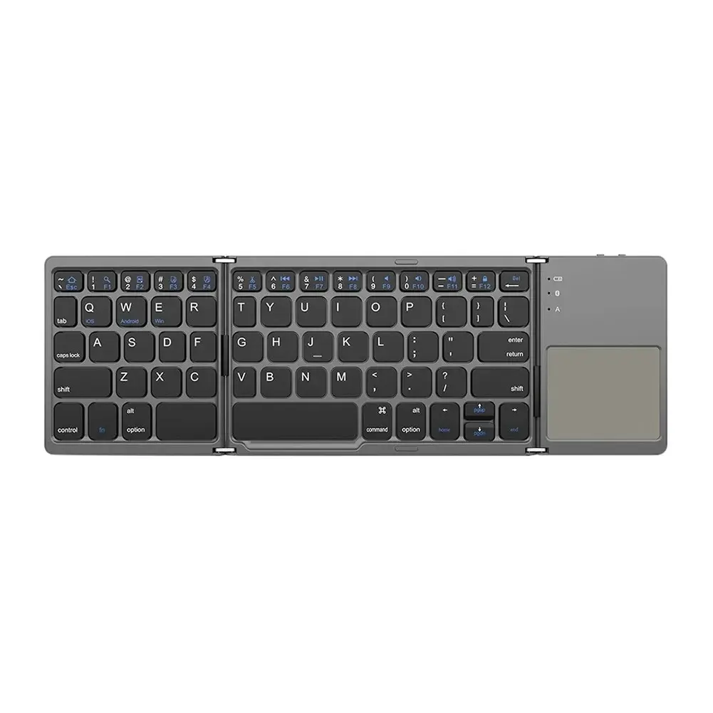 PortableTriple katlanır Touchpad klavye Pc dizüstü Tablet cep telefonu için şarj edilebilir Bt kablosuz klavye