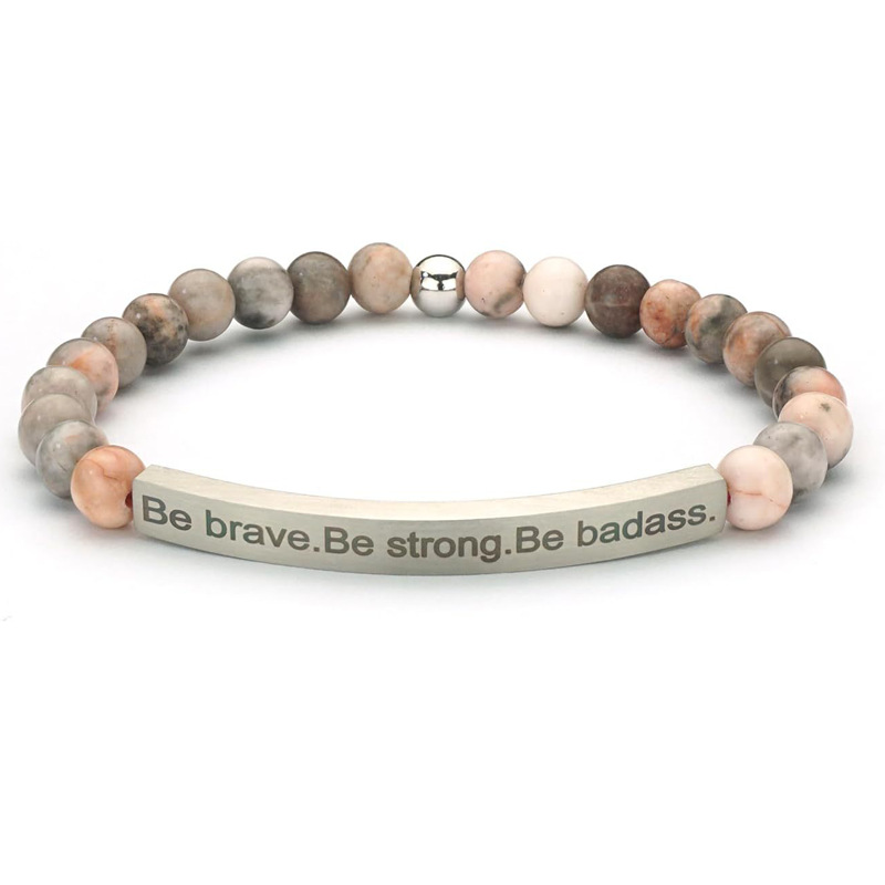 Bracelet gravé zèbre rose + coude argenté
