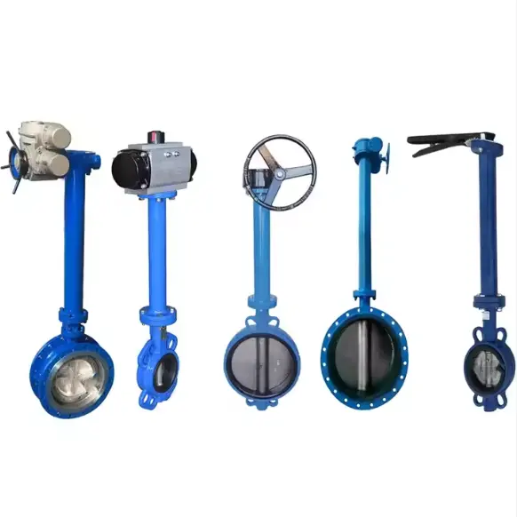 Factory Direct Sells Ductile Iron Gear Operated Extended Spindle Stem Soft Seal Double Flange Butterfly Valve