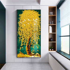 UNIART抽象金叶摇钱树版画画布海报现代风景油画壁画家居装饰 - Product Image 6