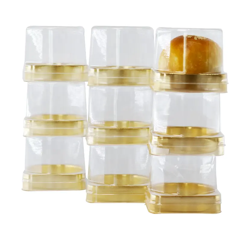 صندوق كعك بلاستيكي دائري عالي الجودة آمن على الغذاء قابل لإعادة التدوير من البولي إيثيلين مع أغطية شفافة مخصص من المصنع