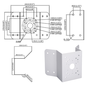 DH-PFA151 Corner <strong>Mount</strong> Bracket PFA151 Corner Mounting Bracket for Bullet and PTZ Cameras Compatible W/ AMCPFA134, AMCPFA13 - Product Image 2