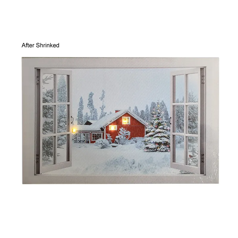 Holiday time Christmas decoration wall ornaments Seasonal Landscape led Paintings Wall Art with artificial window