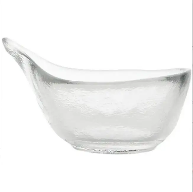 Plato con forma de barco de vidrio, cristalería de cocina, utensilios para servir, venta al por mayor, ensalada, salsa, condimento, plato de vidrio para aperitivos