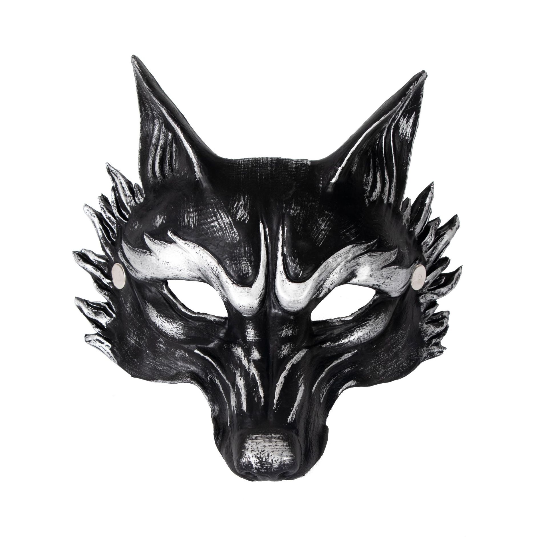 Máscara de lobo negra con adornos plateados whddg21724a