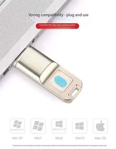 Dual-Purpose 64GB USB 3.0 Type-C Interface <strong>Memory</strong> Disk Fingerprint <strong>Encryption</strong> <strong>Flash</strong> Drive Pen for Computer Mobile Phone Metal - Product Image 5