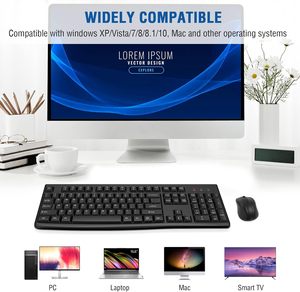 2.4GHz USB Wireless Full-Size <strong>Keyboard</strong> Optical Mouse Combo Mini Style Split Design for Windows <strong>Mac</strong> Laptop/Desktop/PC New Product - Product Image 6