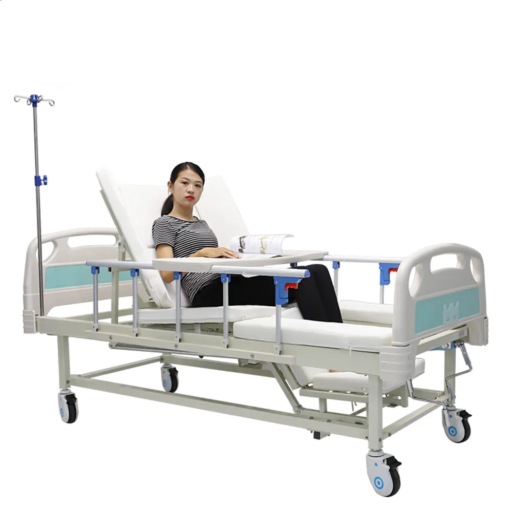 Boshikang cama médica ajustável, de aço, paciente usado, manual, estilo de hospital, para casa, cama de hospital ajustável