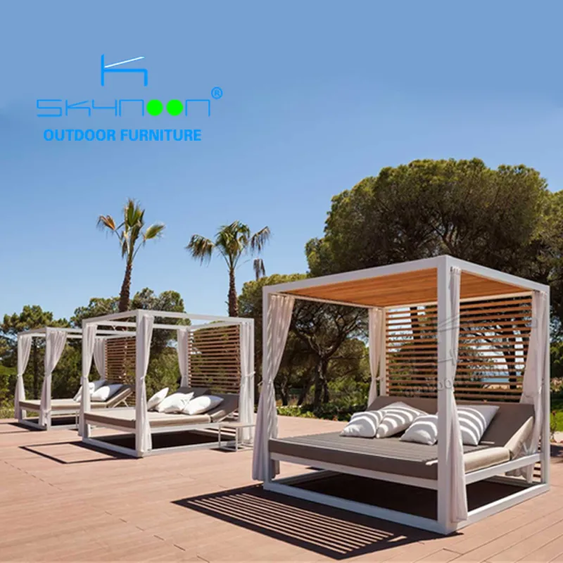 Top Verkauf Alle wetter strand daybed mit baldachin hohe qualität terrasse cabana Neue design außen daybed(32296)