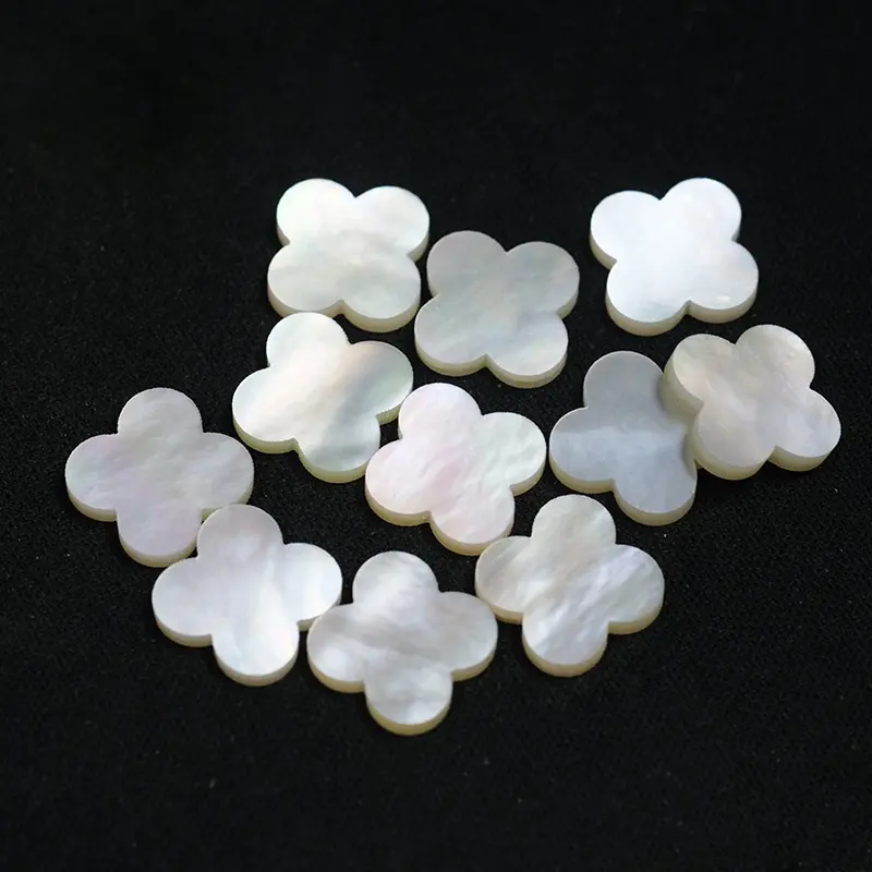 HanYu Mother Of Pearl Clover Stone High Quality White Color Mother Of Pearl Shell Natural Four Leaf Clover Stone