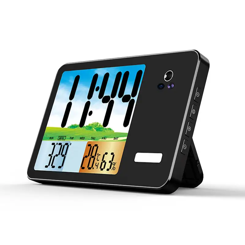 المحمولة شاشة ملونة متعددة الوظائف LCD الرقمية ساعة حائط الإنسان الجسم ميزان الحرارة التقويم ساعة تنبيه مع مراقب معدل ضربات القلب