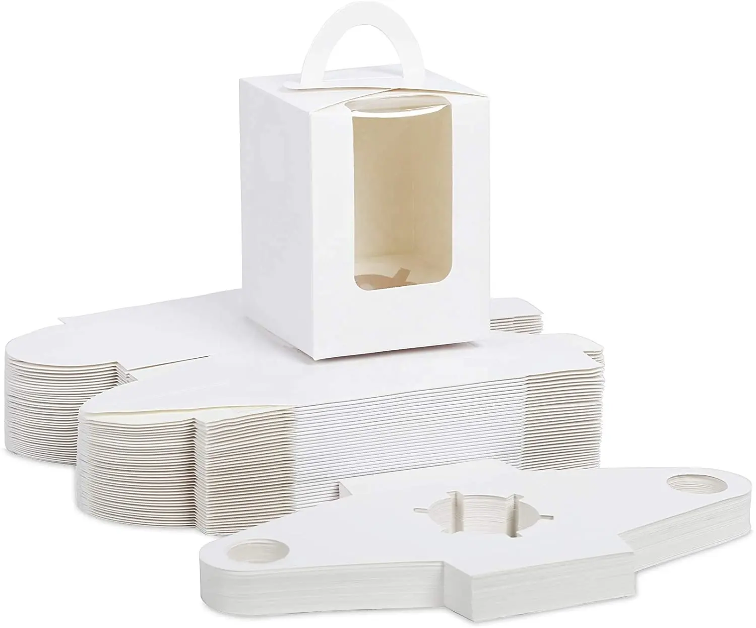 사용자 정의 고품질 화이트 브라운 단일 컵 케이크 캐리어 상자 창 작은 케이크 상자 빵집 포장 포장