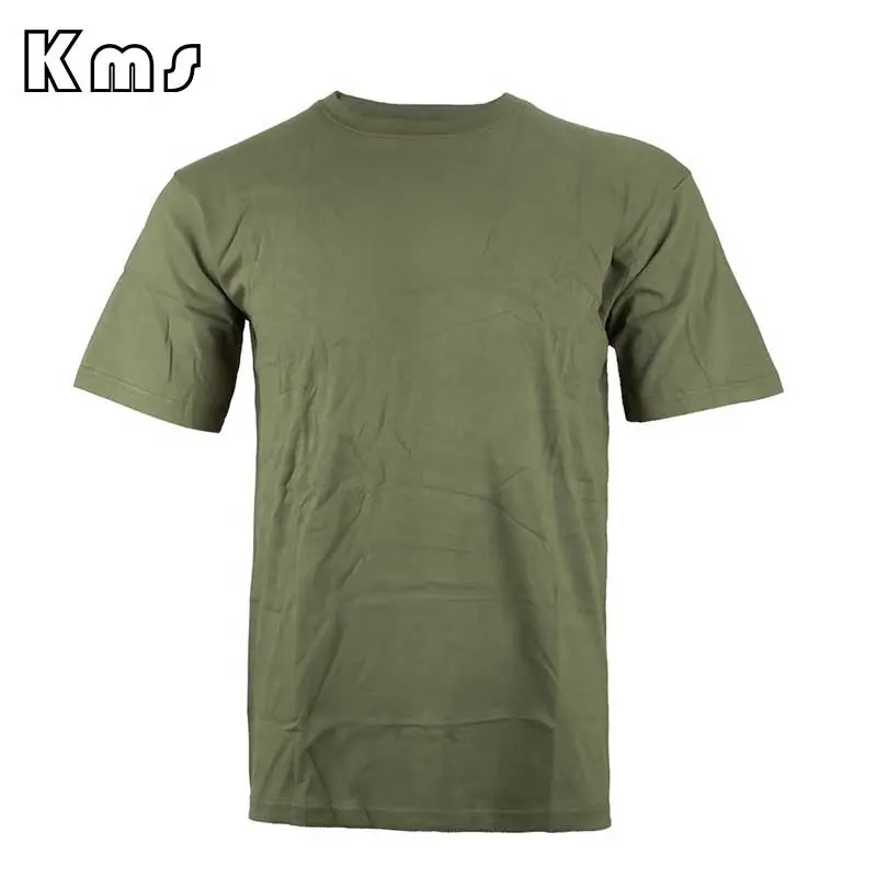 KMS fornitore professionale 100% cotone Sport all'aria aperta t-shirt tattica a maniche corte traspirante verde ad asciugatura rapida