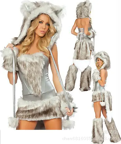 Disfraz de zorro sexy para adultos, piel de lobo para mujer, disfraz de leopardo para carnaval de Halloween, novedad