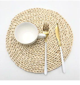 % 2022 doğal örgülü Rattan Placemats saman bardak bardak yemek masası Mat isı yalıtım Pot tutucu hasır içecek Coaster mutfak