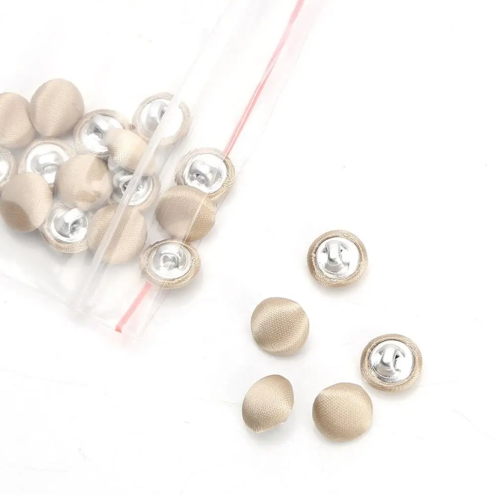 20 zählen 10mm Mini Satin Abgedeckt Metall Schaft Tasten Für Kleidung Anzüge Brautkleider Decor Botones Nähen Zubehör