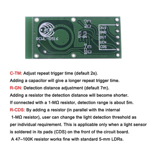 RCWL-0516マイクロ波ドプラーレーダーセンサースイッチモジュール人体誘導モーション検出器Arduino用インテリジェントセンサーモジュール - Product Image 6