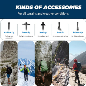 Tongkat berjalan lipat teleskopik, ultra ringan kustom aluminium 7075 tiang pelacakan Nordic mendaki Trekking tongkat berjalan - Product Image 5