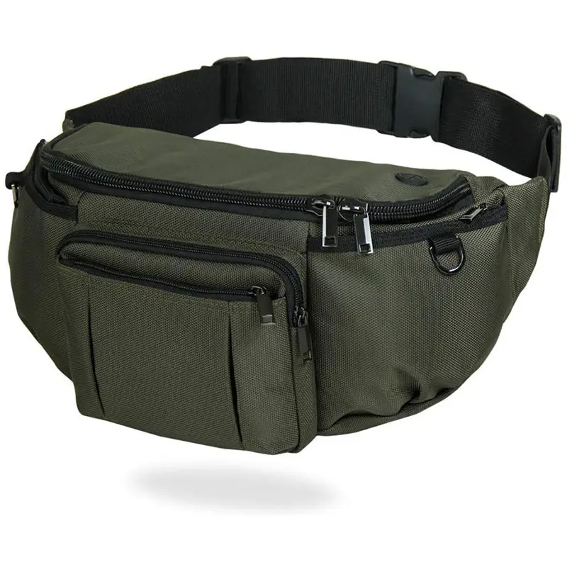 Sac de taille transfrontalier en polyester Sac de poitrine pour téléphone portable vert militaire pour les voyages et les affaires