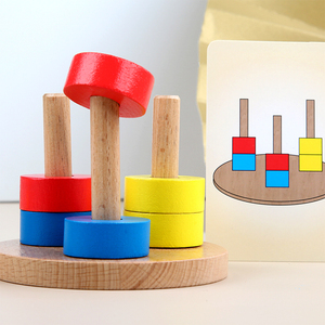 Three-Color Wooden Stacking Toy Column <strong>Cognitive</strong> <strong>S</strong> Sorter for 2-4 and 5-7 Years Game Teaching Tool - Product Image 2